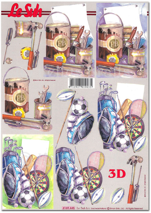 (image for) 3D Decoupage A4 Sheet - Sports & Hobbies (4169445)
