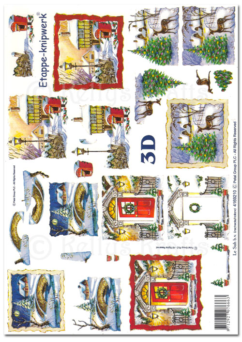 (image for) 3D Decoupage A4 Sheet - Christmas Building Scenery (4169210)