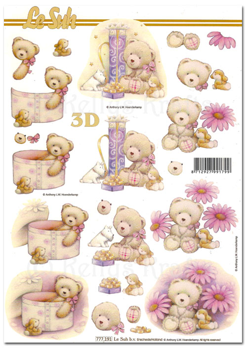 3D Decoupage A4 Sheet - Teddy Bears (777191)