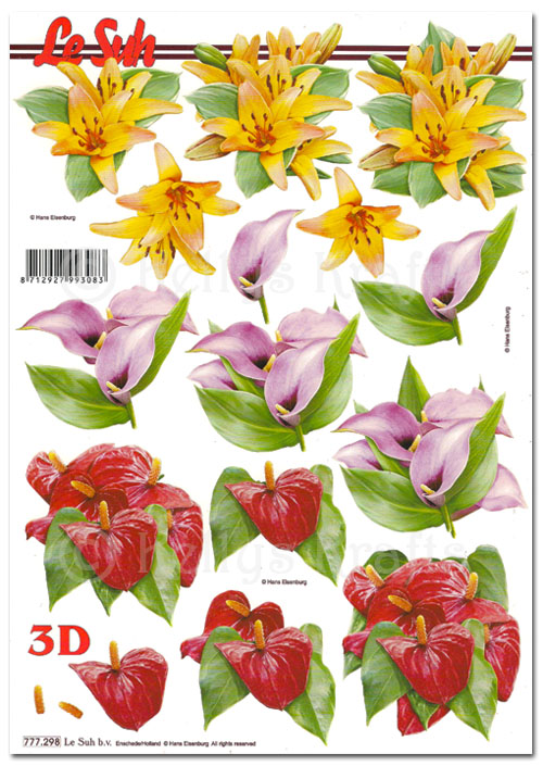 (image for) 3D Decoupage A4 Sheet - Floral (777298)