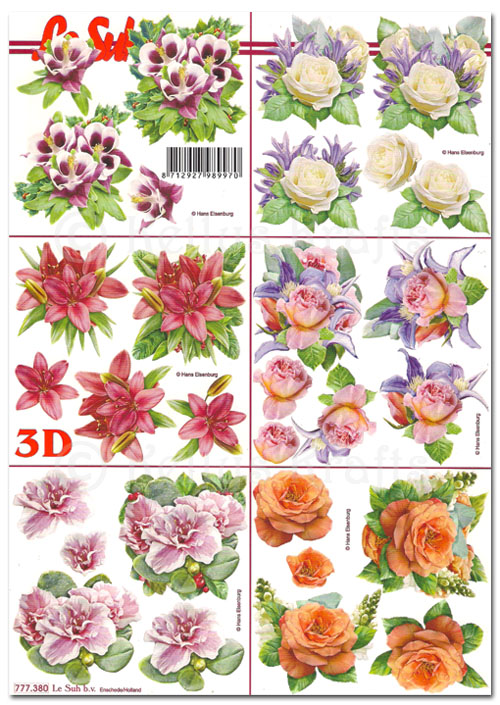 (image for) 3D Decoupage A4 Sheet - Floral (777380)