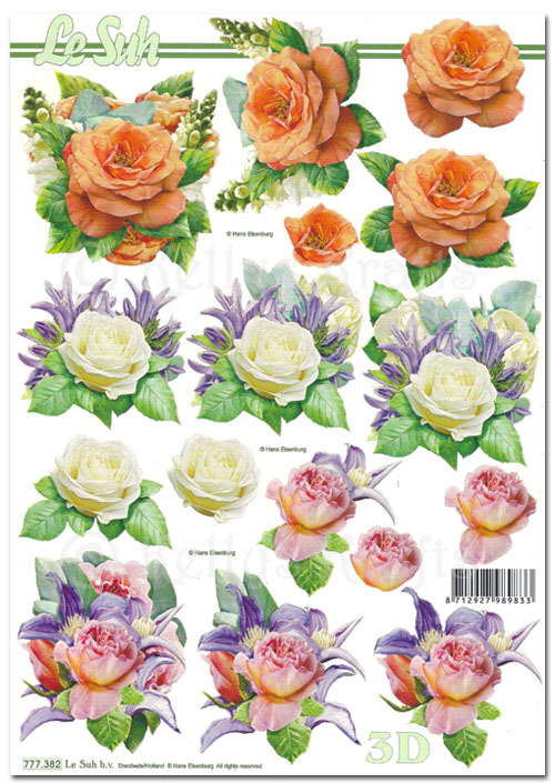 (image for) 3D Decoupage A4 Sheet - Floral (777382)