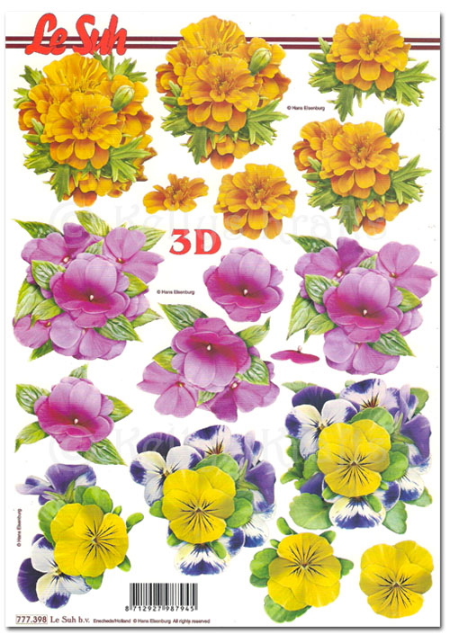 (image for) 3D Decoupage A4 Sheet - Floral (777398)