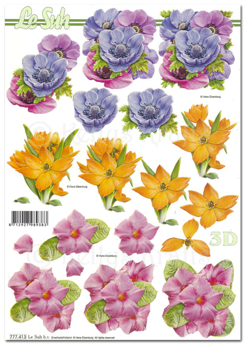 (image for) 3D Decoupage A4 Sheet - Floral (777413)