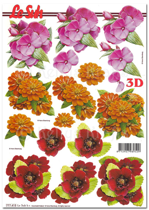 (image for) 3D Decoupage A4 Sheet - Floral (777415)