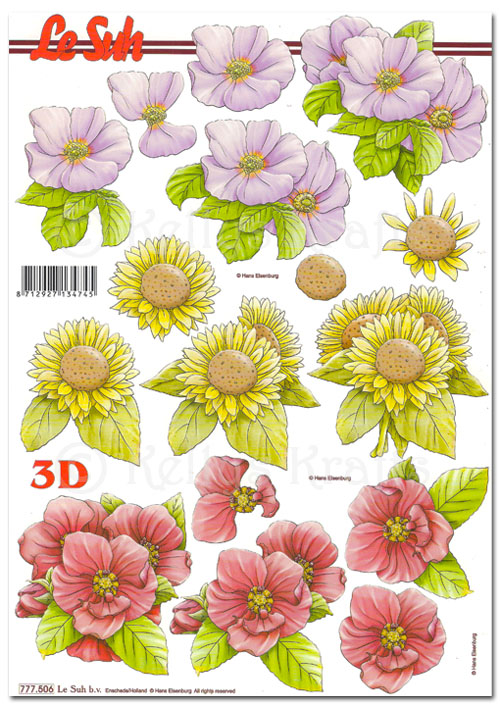 (image for) 3D Decoupage A4 Sheet - Floral (777506)