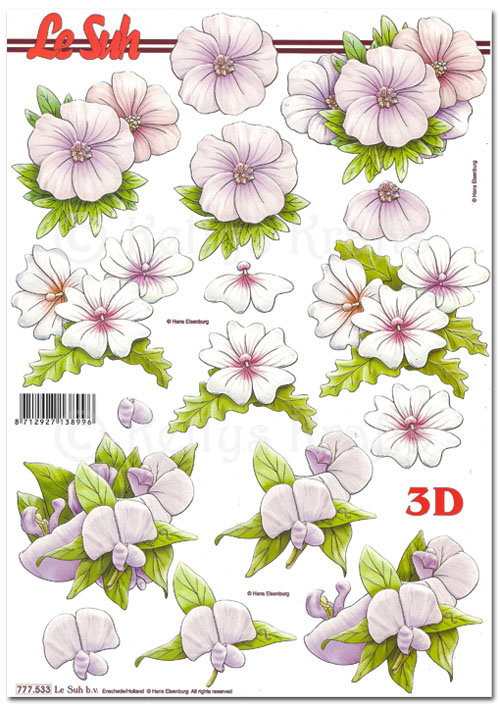 (image for) 3D Decoupage A4 Sheet - Floral (777533)
