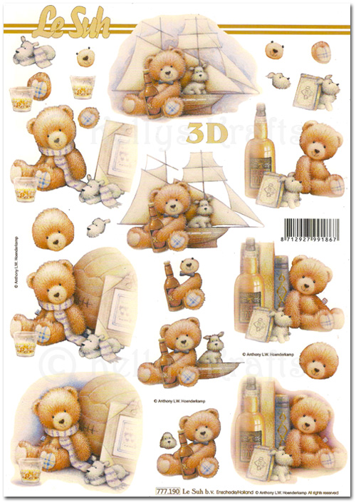 3D Decoupage A4 Sheet - Teddy Bears (777190)