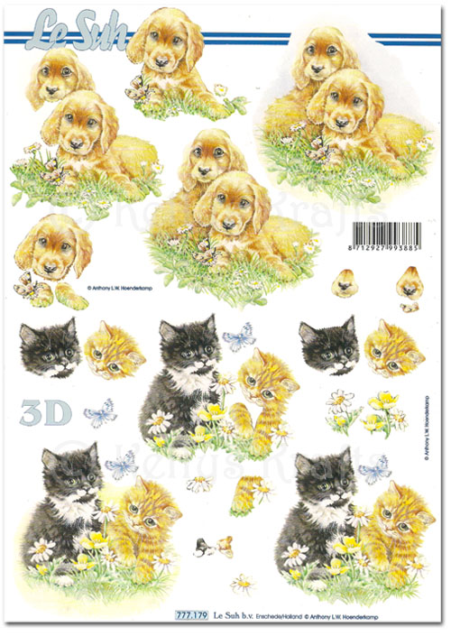 3D Decoupage A4 Sheet - Dogs & Cats (777179)