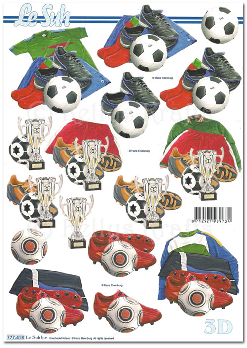 3D Decoupage A4 Sheet - Football (777418)