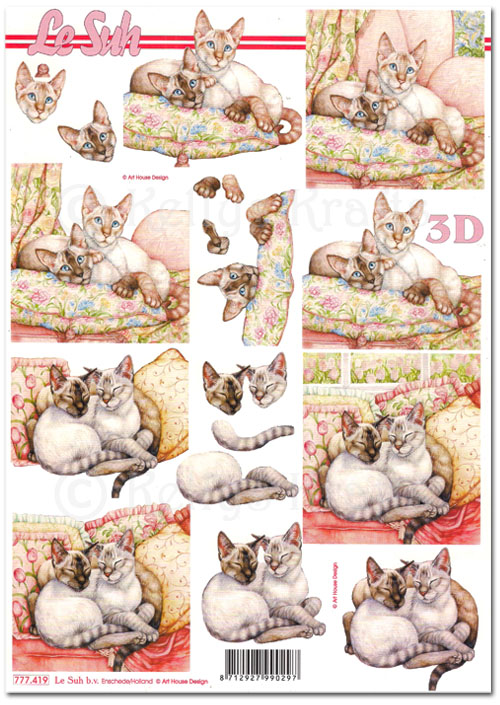 (image for) 3D Decoupage A4 Sheet - Cats (777419)