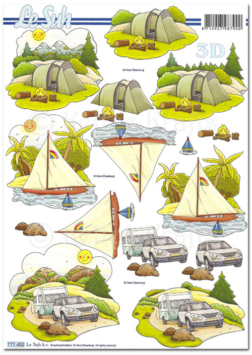 3D Decoupage A4 Sheet - Camping, Sailing, Caravan (777452)