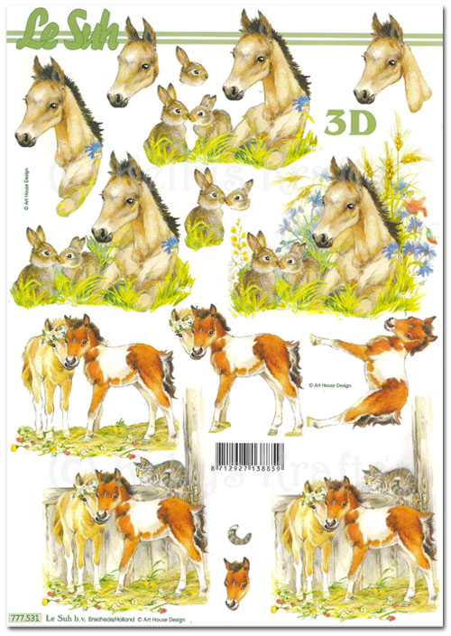 3D Decoupage A4 Sheet - Horses (777531)