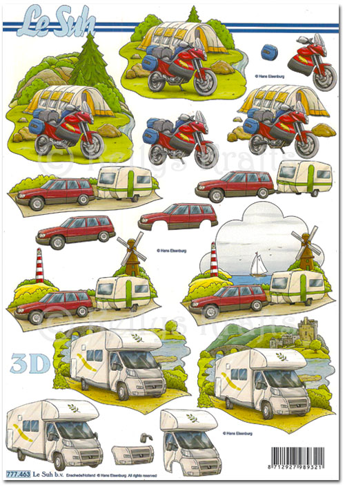 3D Decoupage A4 Sheet - Camping, Caravan, Road Trip (777463)