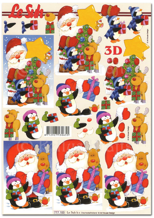 3D Decoupage A4 Sheet - Christmas Santa Claus & Characters (777103)