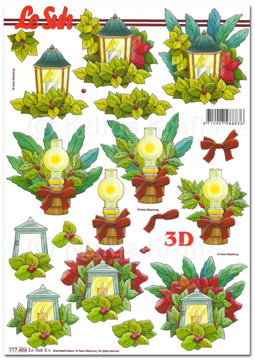 3D Decoupage A4 Sheet - Christmas Lanterns (777456)