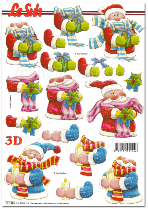 3D Decoupage A4 Sheet - Christmas Santa Claus (777459)