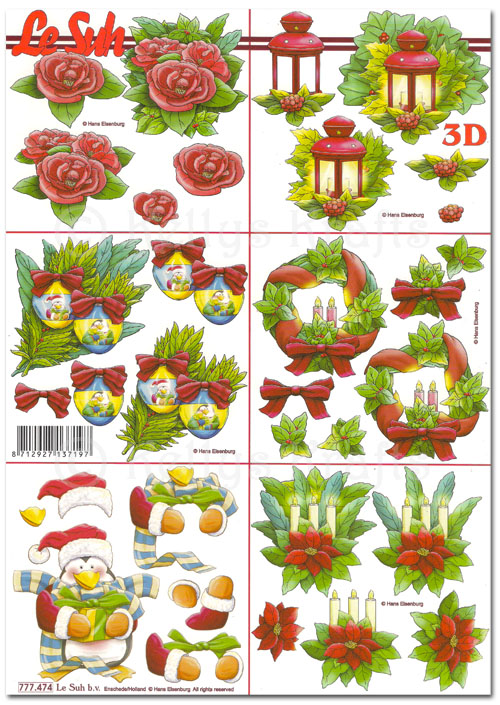 (image for) 3D Decoupage A4 Sheet - Christmas Images, Mixed Selection (777474)