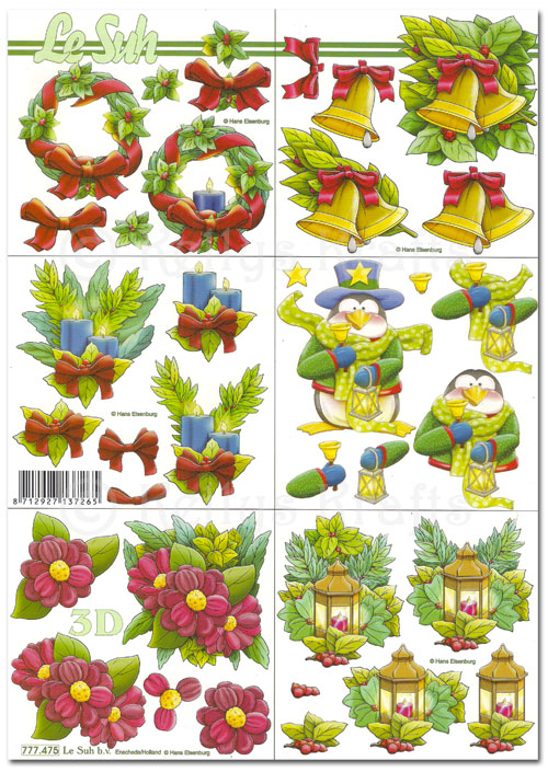 (image for) 3D Decoupage A4 Sheet - Christmas Images, Mixed Selection (777475)