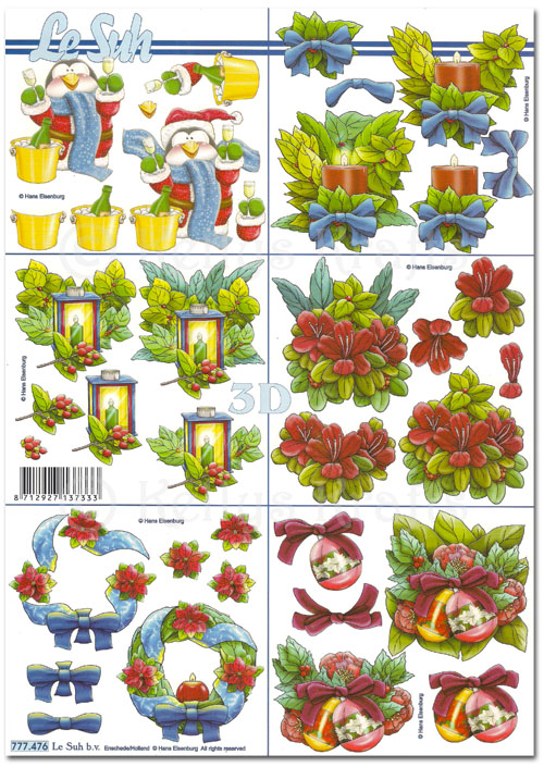 3D Decoupage A4 Sheet - Christmas Images, Mixed Selection (777476)