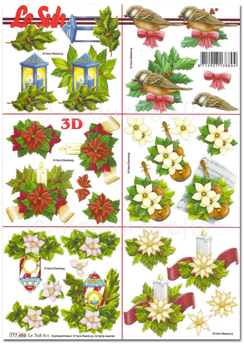 (image for) 3D Decoupage A4 Sheet - Christmas Images, Mixed Selection (777486)
