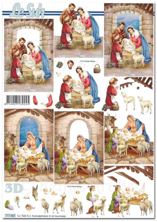(image for) 3D Decoupage A4 Sheet - Christmas Religious Scenes (777583)