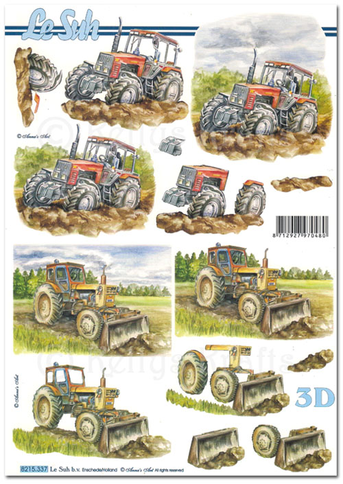 3D Decoupage A4 Sheet - Tractors (8215337)