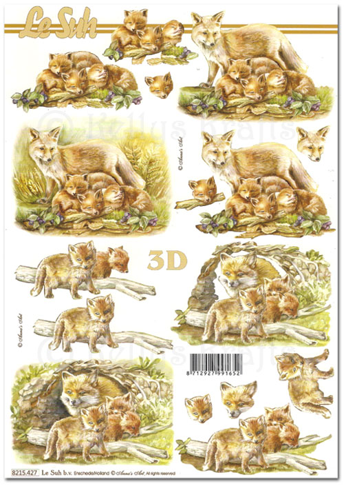 3D Decoupage A4 Sheet - Foxes (8215427)