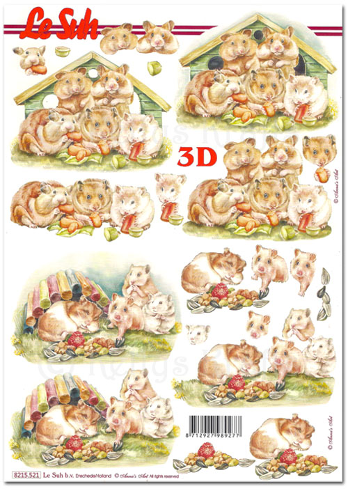 (image for) 3D Decoupage A4 Sheet - Hamsters (8215521)