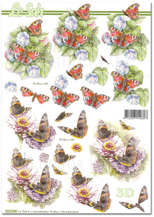 3D Decoupage A4 Sheet - Floral with Butterflies (8215696)