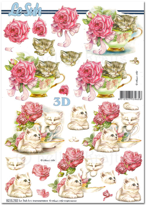 3D Decoupage A4 Sheet - Cats (8215750)