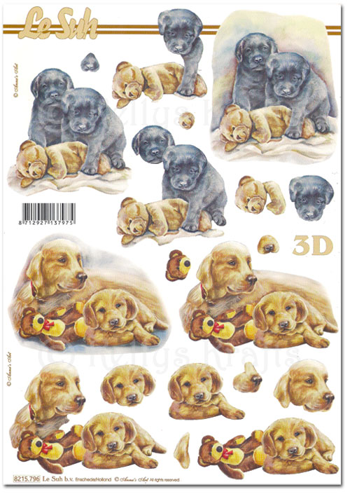 3D Decoupage A4 Sheet - Dogs (8215796)