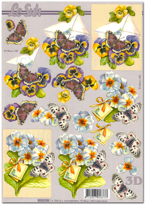 3D Decoupage A4 Sheet - Butterflies & Flowers (8215196)