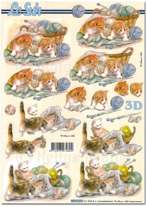 3D Decoupage A4 Sheet - Cats (8215273)