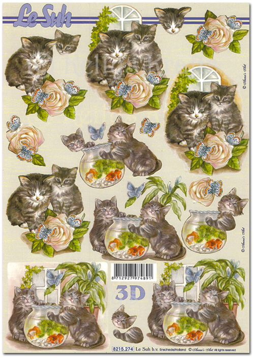 3D Decoupage A4 Sheet - Cats (8215274)