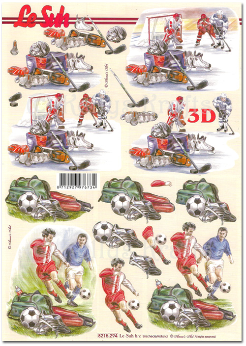 3D Decoupage A4 Sheet - Football & Ice Hockey (8215294)