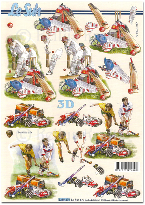 3D Decoupage A4 Sheet - Cricket & Hockey (8215295)
