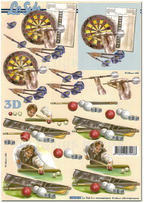 3D Decoupage A4 Sheet - Darts & Snooker (8215301)