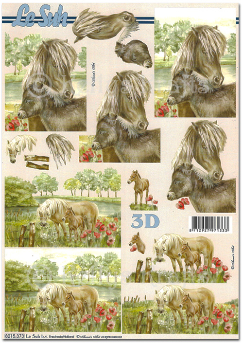 3D Decoupage A4 Sheet - Horses (8215373)
