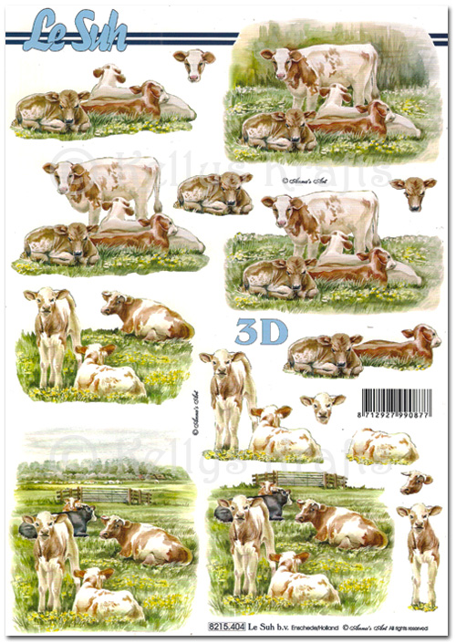 3D Decoupage A4 Sheet - Cows (8215404)