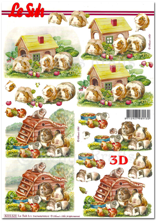 (image for) 3D Decoupage A4 Sheet - Guinea Pigs (8215523)