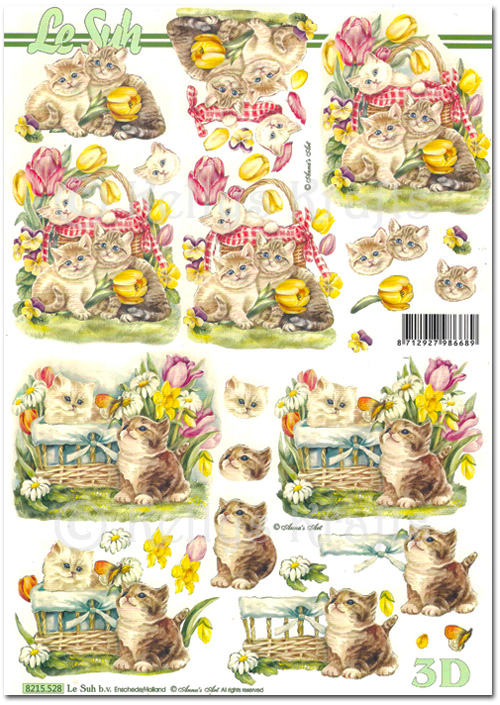 3D Decoupage A4 Sheet - Cats (8215528)
