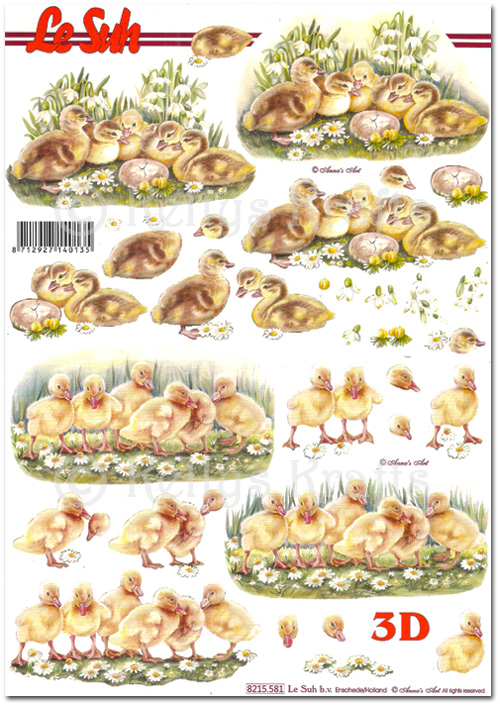 3D Decoupage A4 Sheet - Ducklings (8215581)