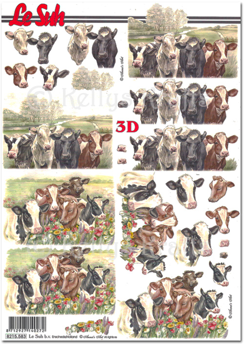 3D Decoupage A4 Sheet - Cows (8215583)