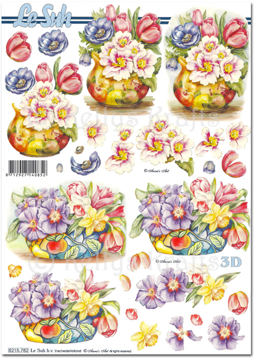 3D Decoupage A4 Sheet - Flowers in Vases (8215782)