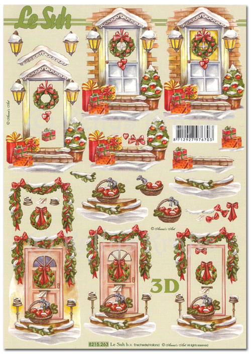(image for) 3D Decoupage A4 Sheet - Christmas Front Doors (8215263)