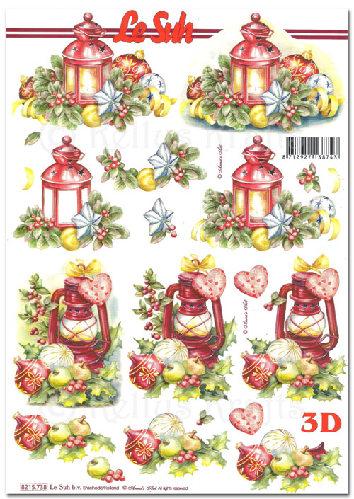 3D Decoupage A4 Sheet - Christmas Lanterns (8215738)