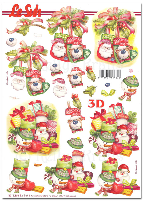 (image for) 3D Decoupage A4 Sheet - Christmas Stockings (8215808)