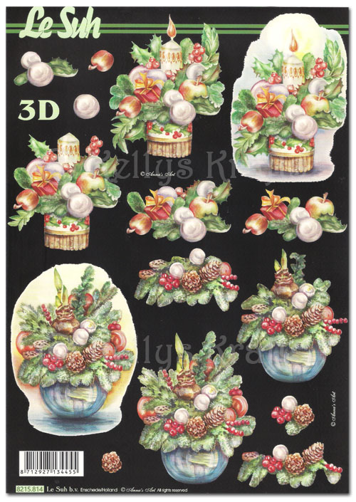 (image for) 3D Decoupage A4 Sheet - Christmas Floral Decorations (8215814)