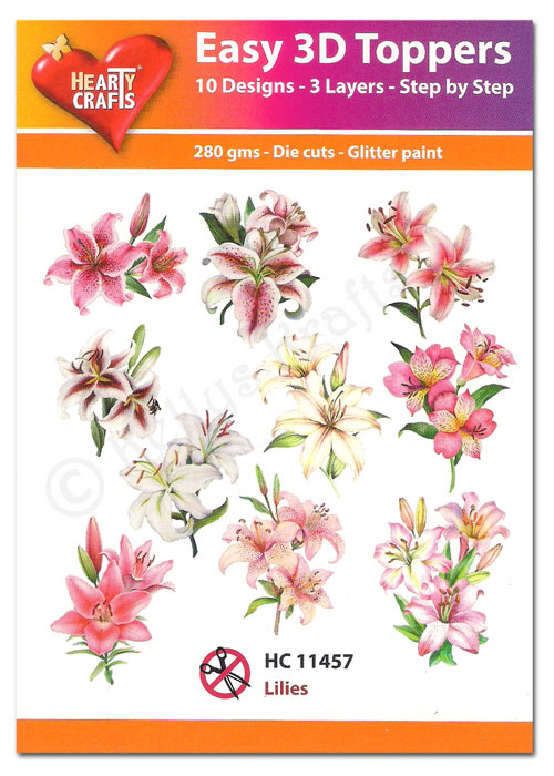 Die Cut Decoupage Topper Set, 10 Designs - Lilies (HC11457)